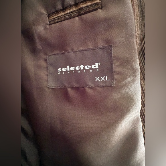 Selected Homme Y2K Brown Corduroy Striped Blazer Jacket‎ XXL Indie Sleaze EU 56 - Picture 8 of 11